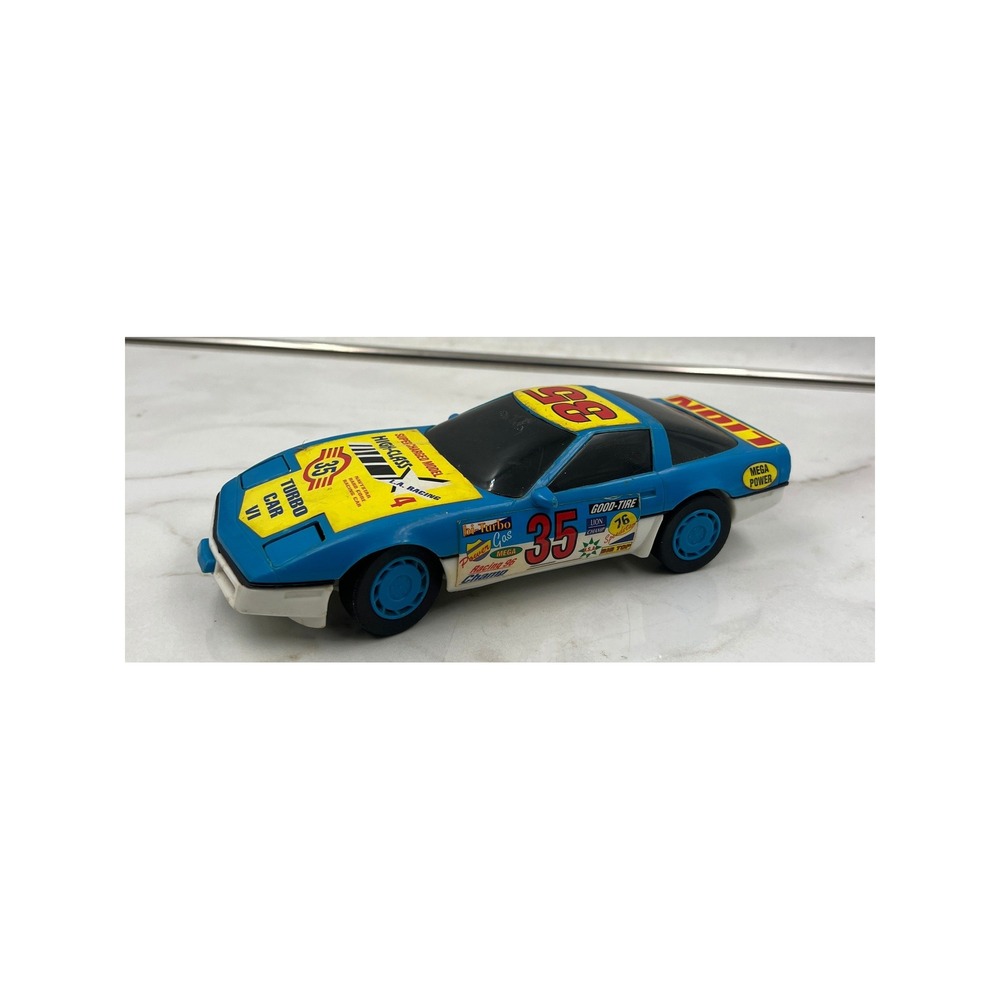 Vintage Navystar Turbo Car VI 35 Racing Toy Blue White Corvette Style Plastic